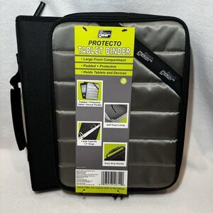 Tech Gear 1.5" Tablet Zipper Binder Holds Tablets and Devices Black Gray School